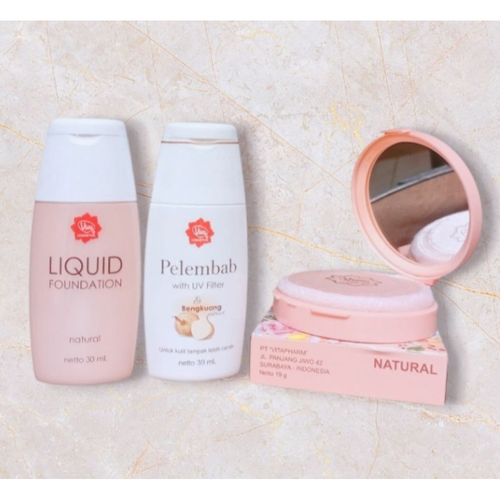 Paket Viva cosmetics Pelembab Wajah 30ml 3in1| Natural pelembab bedak Compact Viva natural