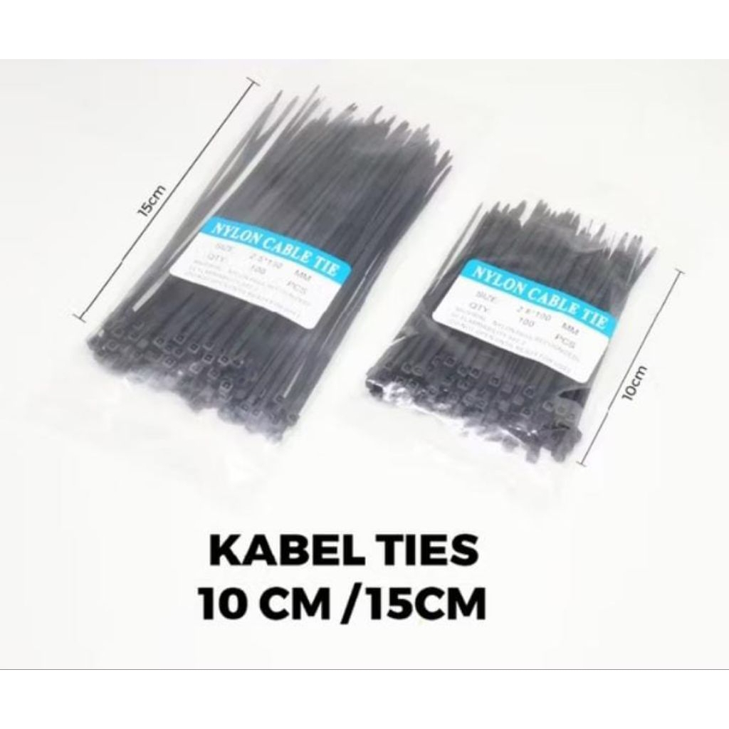 

Kabel ties tali tis nylon hitam 2,5Mm 10CM 15CM serbaguna