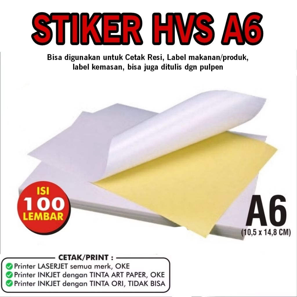 

STIKER LABEL A6 / KERTAS STICKER HVS A6 UKURAN 10X15 DOFF