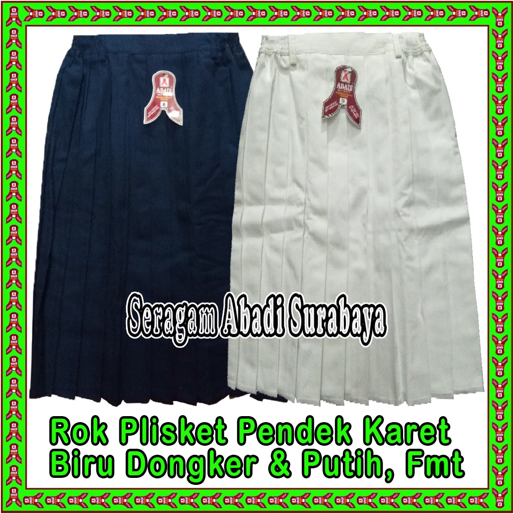 Rok (PENDEK) Plisir/Plisket Karet Famatex Biru Dongker ( Navy ) & Putih Seragam Abadi