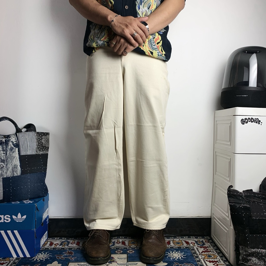 (Size 28) GU Wide Leg Jeans White