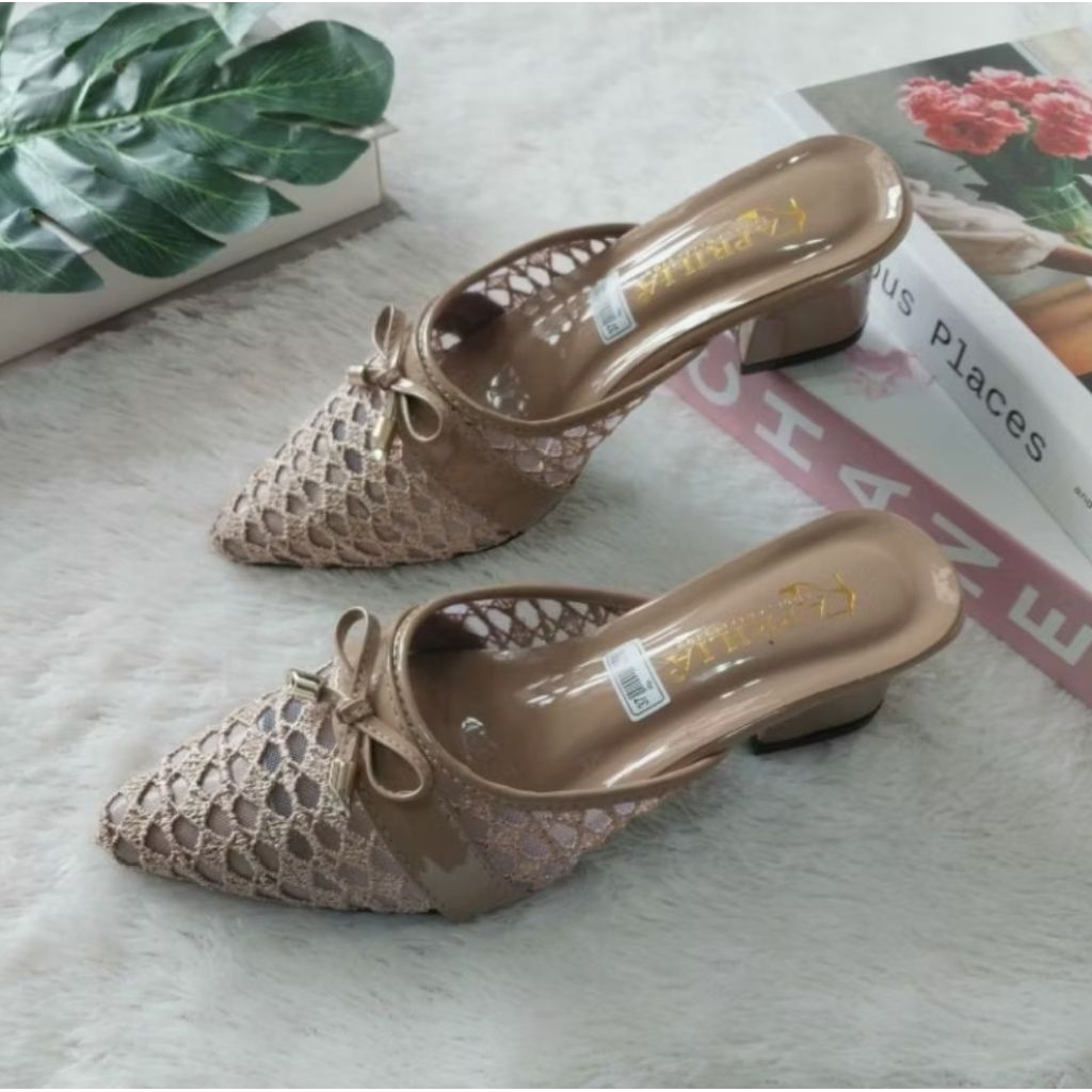 APRILIA SANDAL PESTA WANITA HAK TAHU 5CM BUSTONG BRUKAT TERBARU SANDAL WANITA