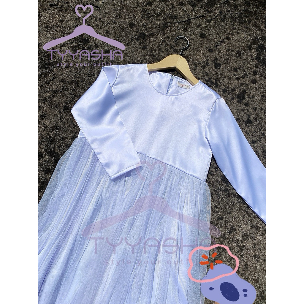 Inner dress satin velvet mix tulle untuk anak , remaja dan dewasa // Alesha Dress by tyyasha