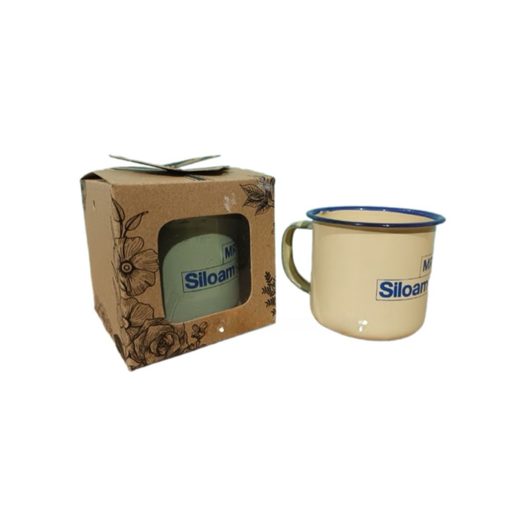 Souvenir Pernikahan Gelas Enamel 6 cm Kemas Box