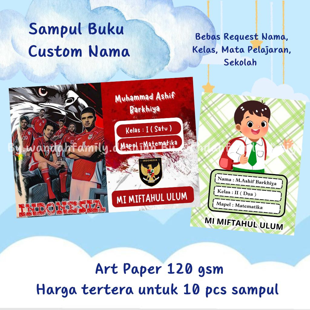 

WFD_Sampul Buku Sekolah Custom Nama Bebas Karakter Lucu Laki laki terbaru