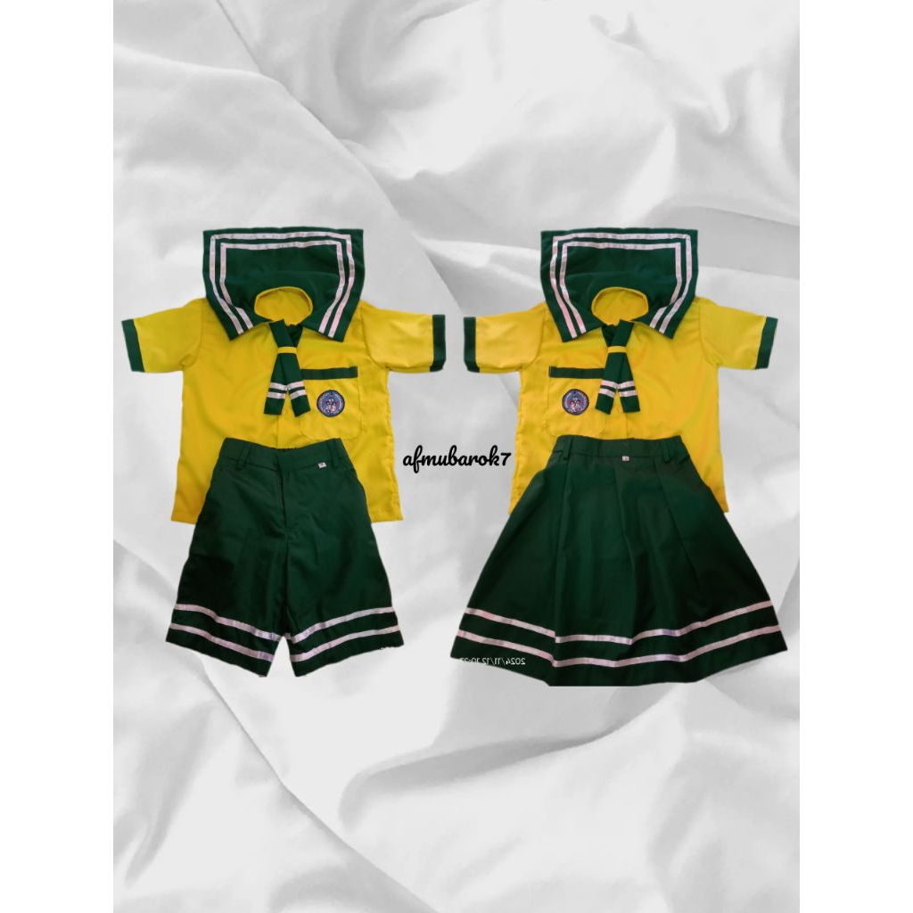 SETELAN SERAGAM PAUD/TK KUNING HIJAU