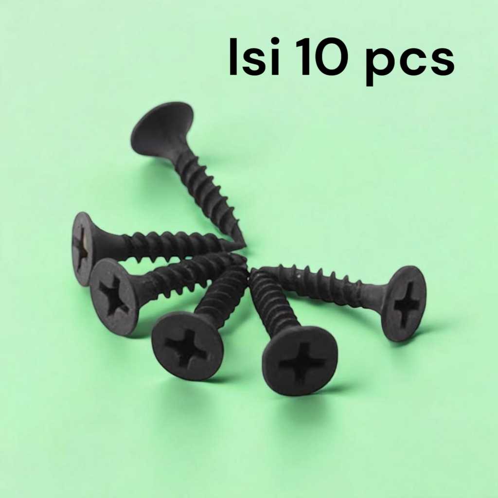 skrup gypsum (10 pcs) , skrup hitam kayu, scrup tembok , scrup baja