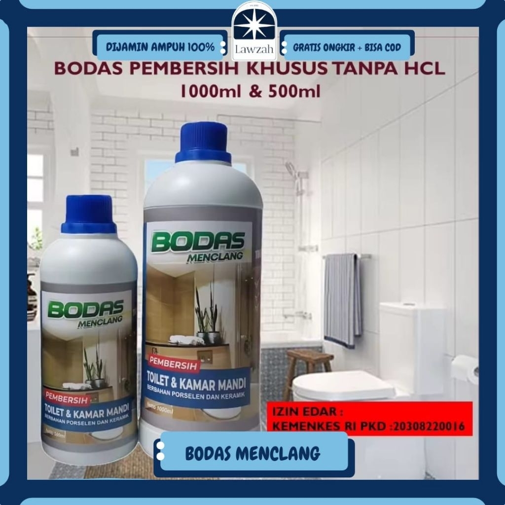 BODAS PEMBERSIH KAMAR MANDI 500ml Paket Hemat Cairan Pembersih Kerak Noda Toilet Kloset Keramik Stai