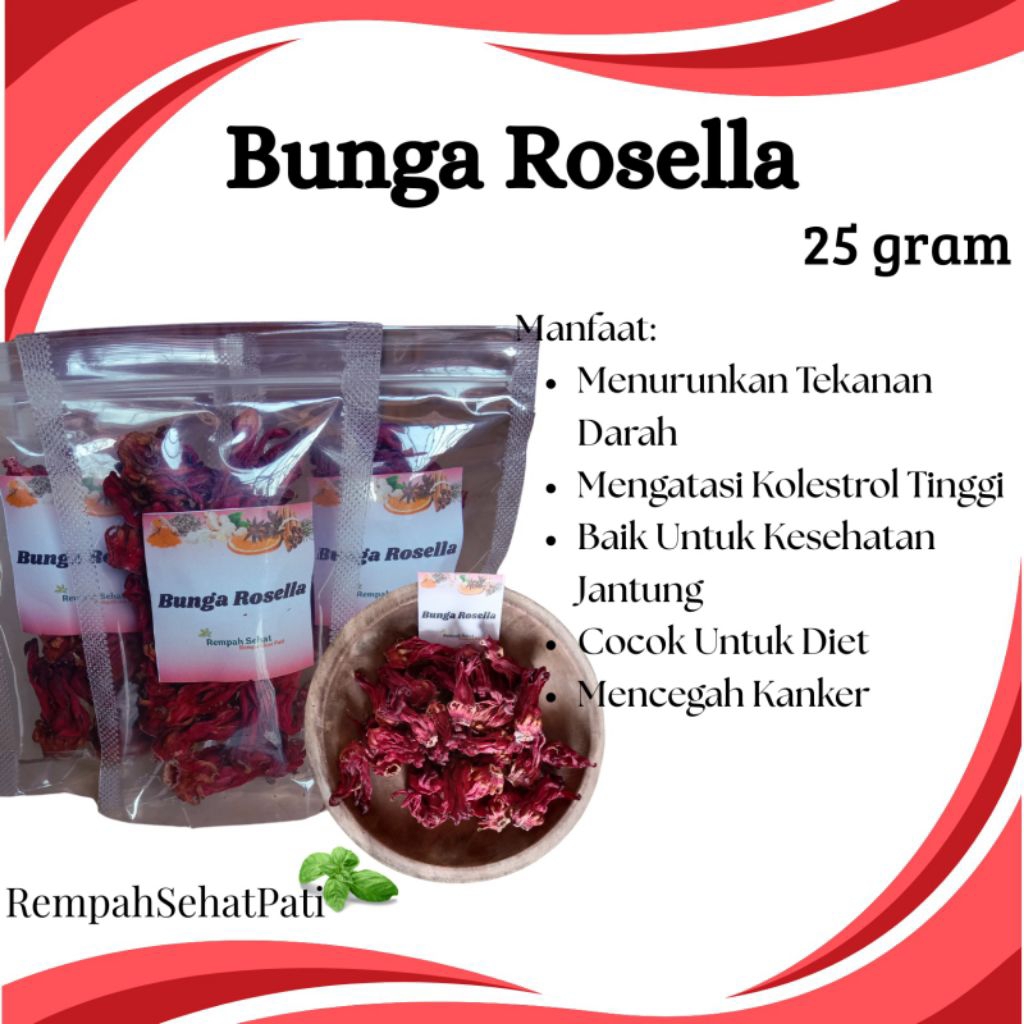 

Bunga Rosella Kering 25 Gram//Rosella Merah// Teh Bunga Rosella Kering