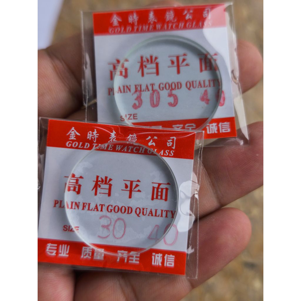 Kaca jam tangan bening datar tebal 4mm ukuran lengkap