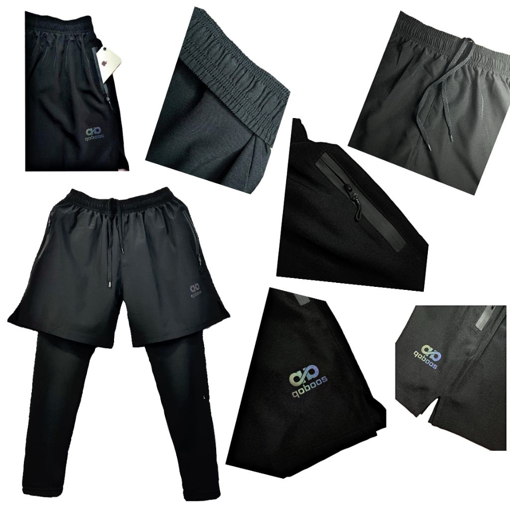 Celana Running 2in1 Celana Pendek + Legging Panjang  Model Bawahan Datar Cocok Untuk Cewek Cowok Unt