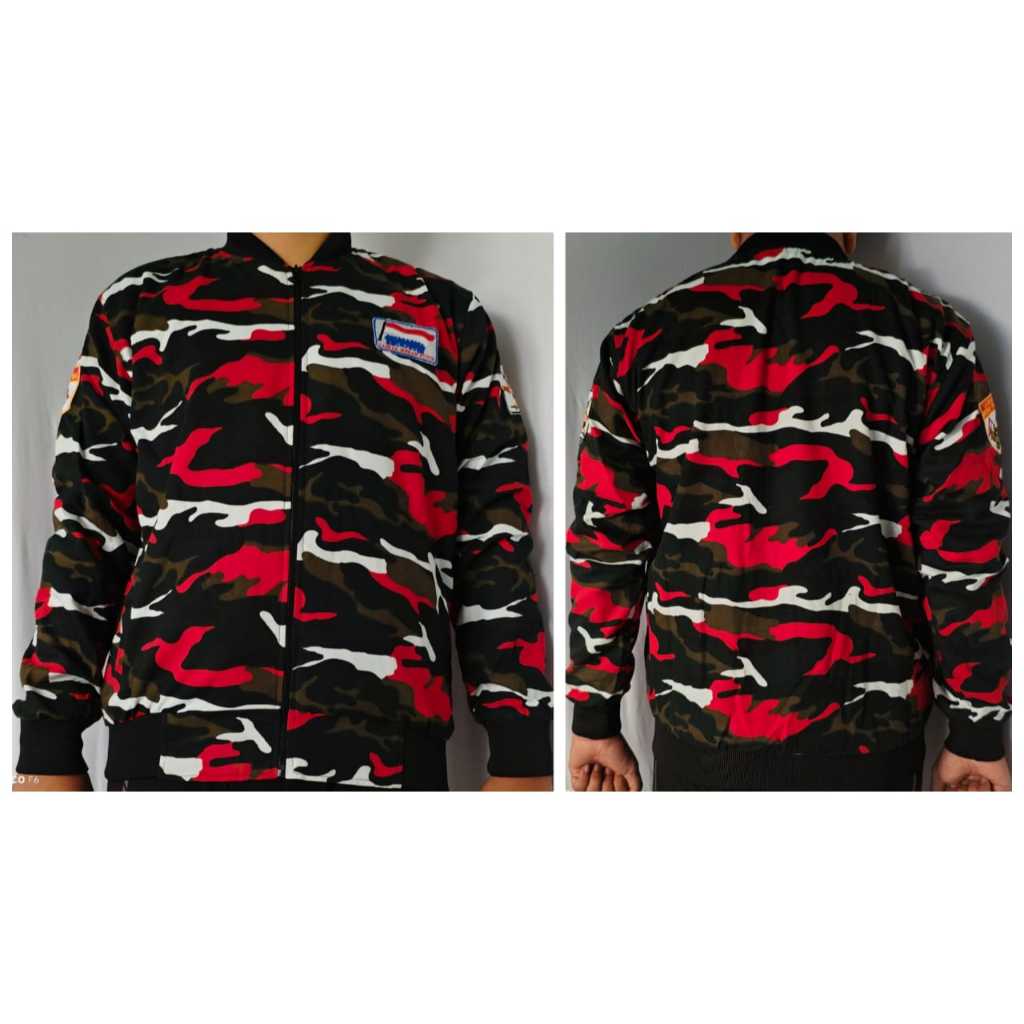 JAKET BOMBER LASKAR MERAH PUTIH FUL LORENG