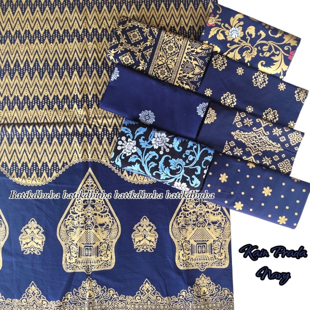KAIN BATIK PRADA WARNA NAVY BIRU / KAIN BATIK KATUN / KAIN BATIK