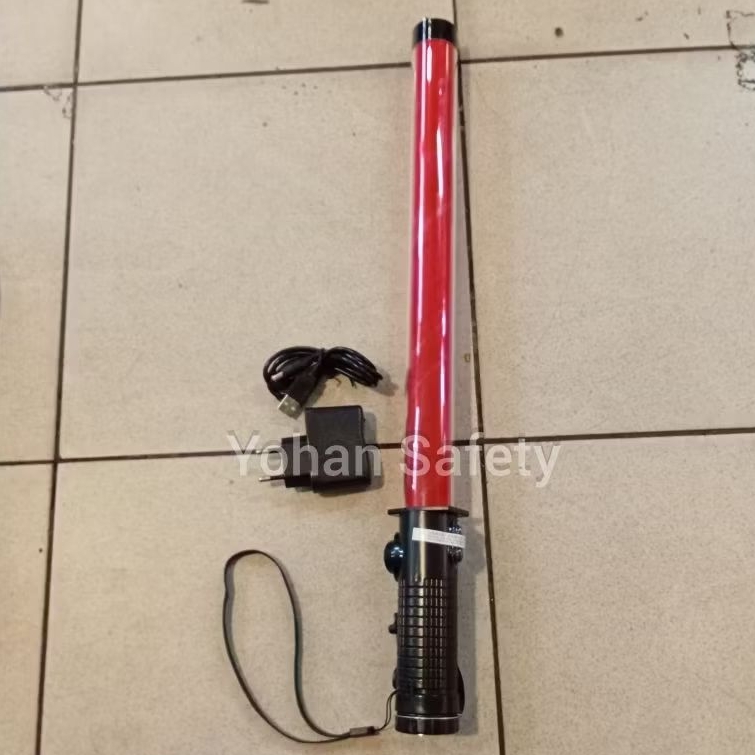 Lampu Lalin Charger 50 Cm / Lampu Lalin Lalu Lintas + Charger / Lampu Lalin Security / Tongkat Lalin