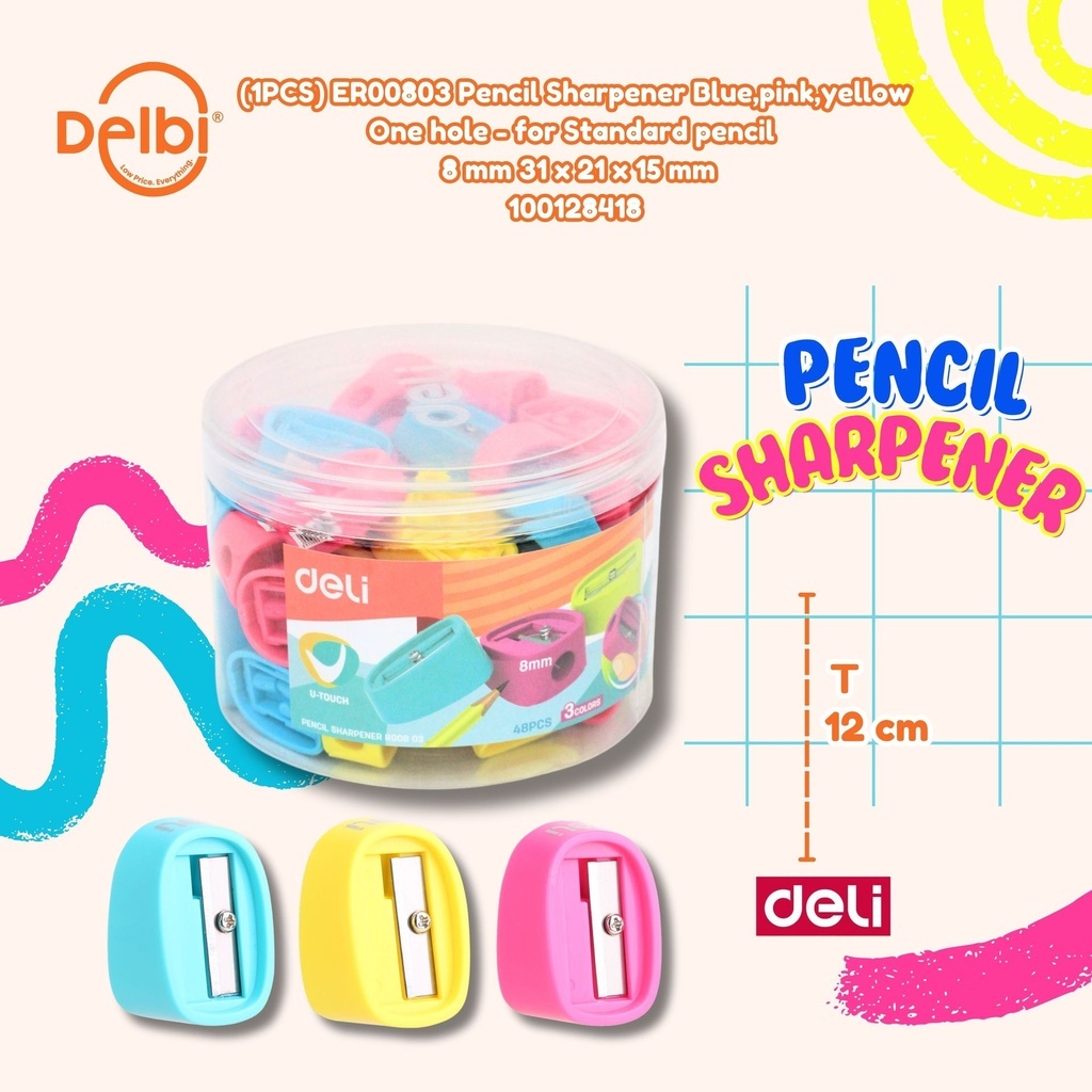 

(1PC) DELI Pencil Sharpener One hole for Standard RAUTAN PENSIL WARNA WARNI