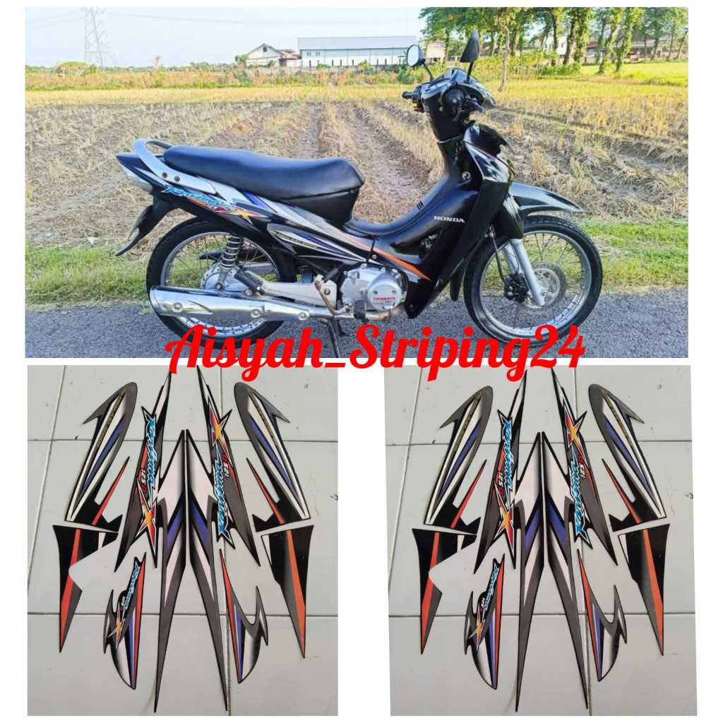 stiker striping sticker Lis les polet motor honda karisma x 125 2006 full hitam