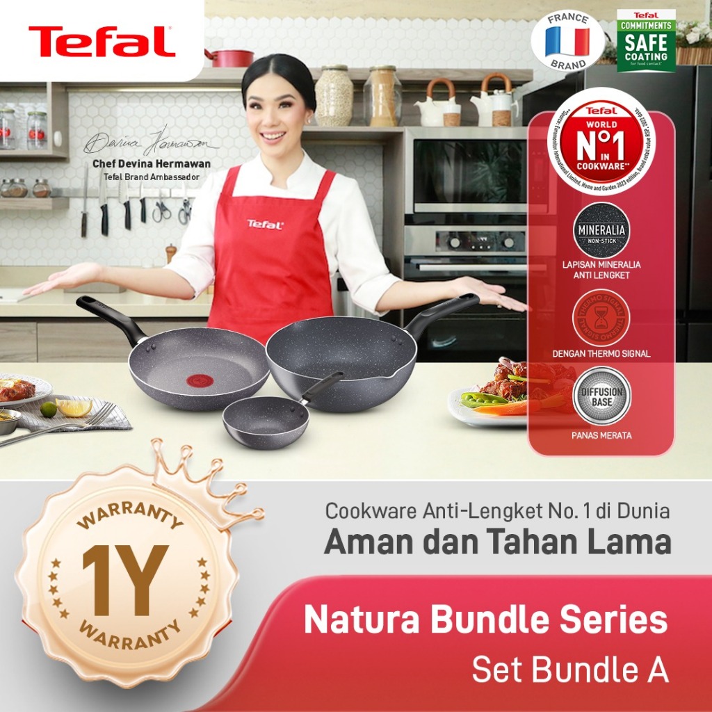 TERLARIS [ BEST SELLER ] Tefal Natura Set Bundle Series - Wajan Anti Lengket / Cookware Set /