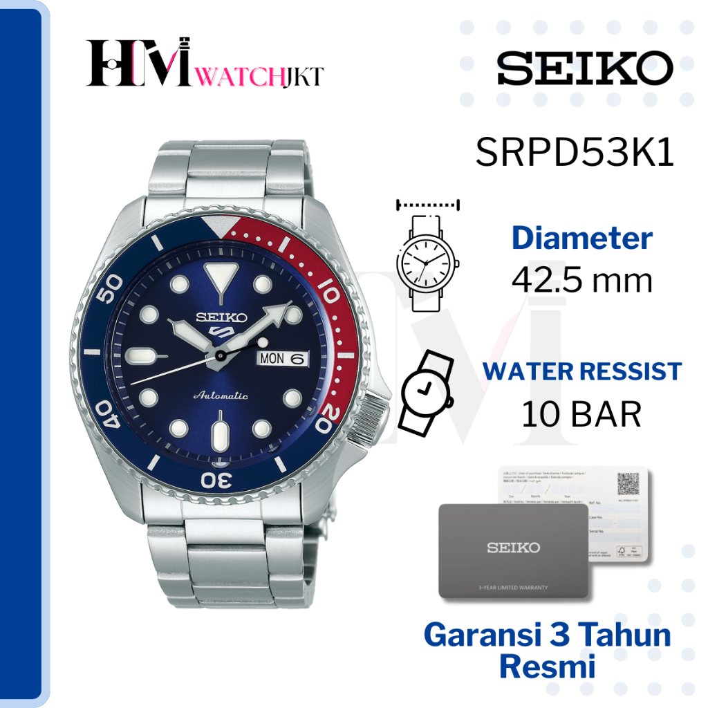 SEIKO 5 Sport SRPD53K1 Jam Tangan Pria Original Analog Automatic Diver Antiair