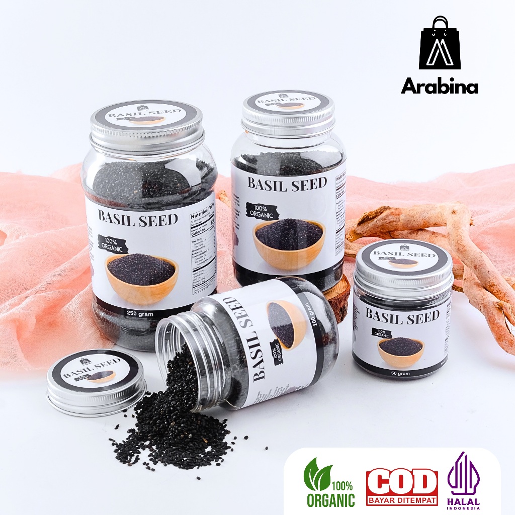 

RK Arabina Basil Seed 100% Original biji Selasih Menu Diet Organik Non GMO Premium