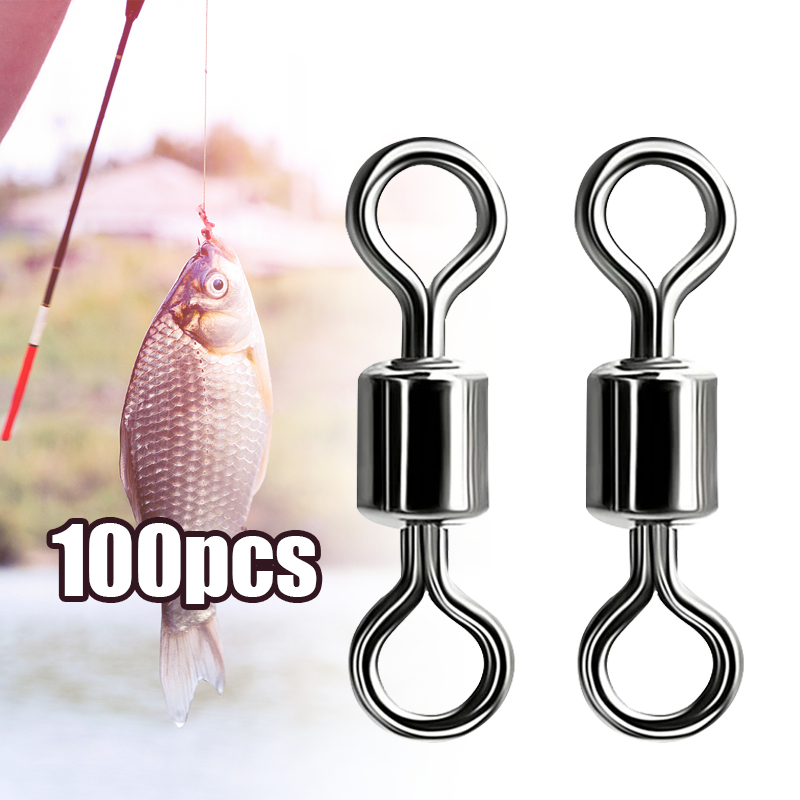 100pcs Swivel Kili Kili Mancing Kili Kili Pancing Fishing Connector Barel Pancing Rolling Swivel Kon