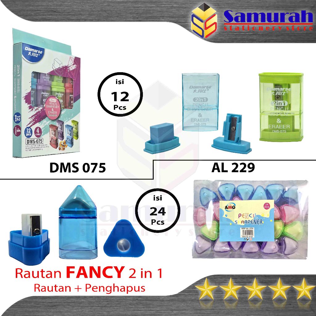 

Rautan Fancy 2 in 1 Hapus Raut Pensil Lucu Serutan / Pencil Sharpener