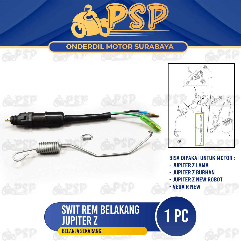 Swit Rem Belakang Jupiter Z - Switch Kabel Indikator Rim Belakang Yamaha Jupiter Z New Vega R New
