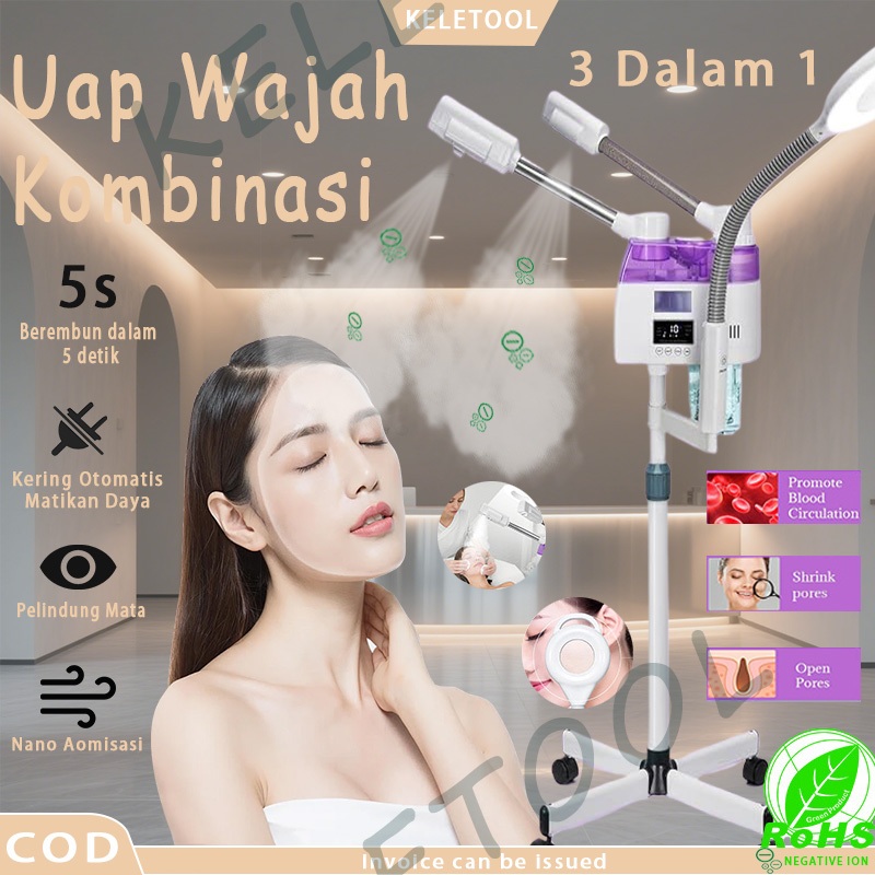 3 in 1 Pengukus Panas Dingin Penyemprot Pelembab Wajah Tabung Ganda Facial Hot Cold Steam Hidrator p