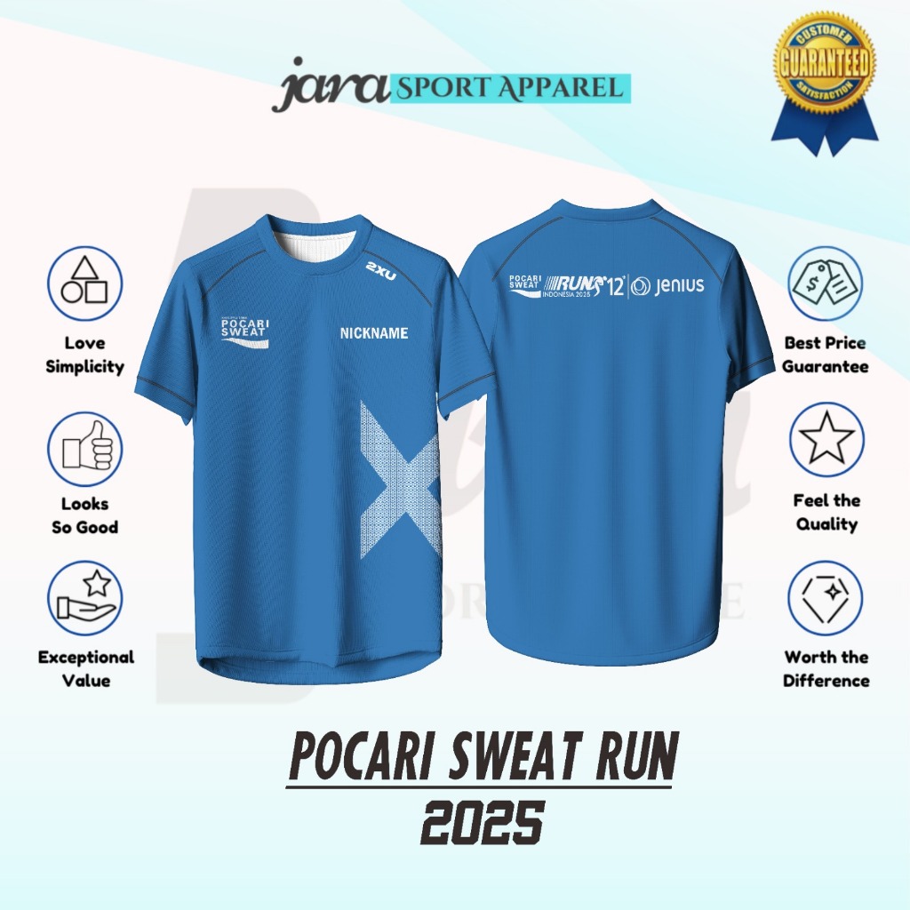 Jersey Lari Pria Wanita POCARI SWEAT RUN 2025 - Baju Olahraga Running 2XU Dryfit Full Printing