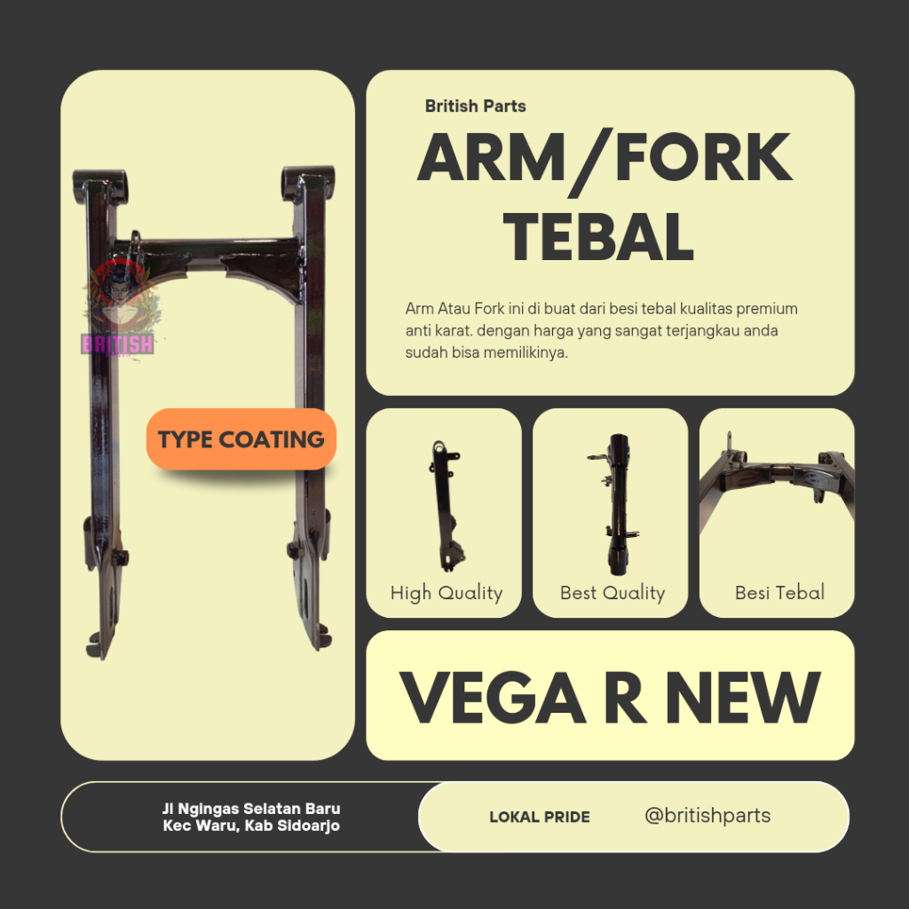ARM FORK TEBAL VEGA R NEW CROME & COATING TEBAL