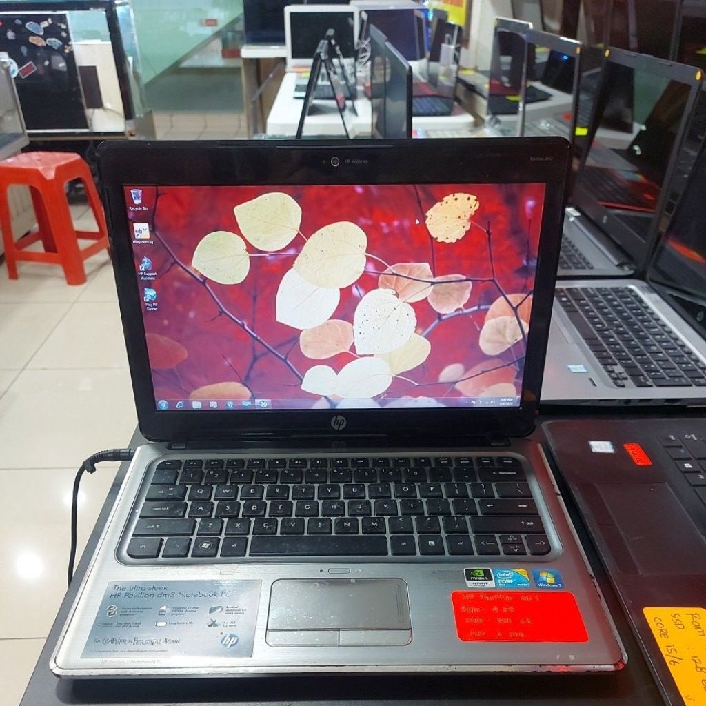 Laptop Hp Pavilion dm3 core 2 Duo P9300 Nvidia geforce CUDA ram 4gb hdd 500gb minus tidak ada batera