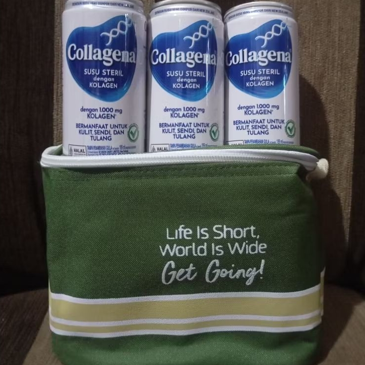 

Susu Collagena 189ml Beli 6 Pcs Gratis Cooler Bag | Untuk menguatkan tulang, sendi dan mencerahkan kulit | Tanpa tambahan gula | Warna Coller bag random