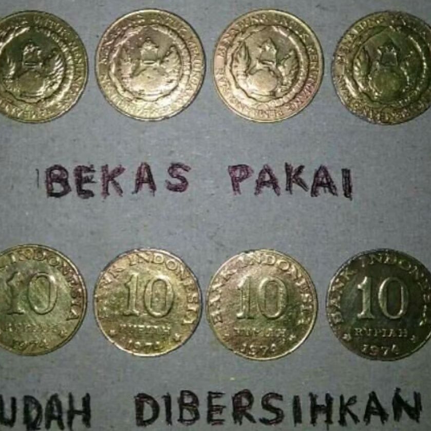 VF Cuci Rp 10 Rupiah Kuning Tahun 1974 Tabanas Uang Koin Kuno Logam Indonesia