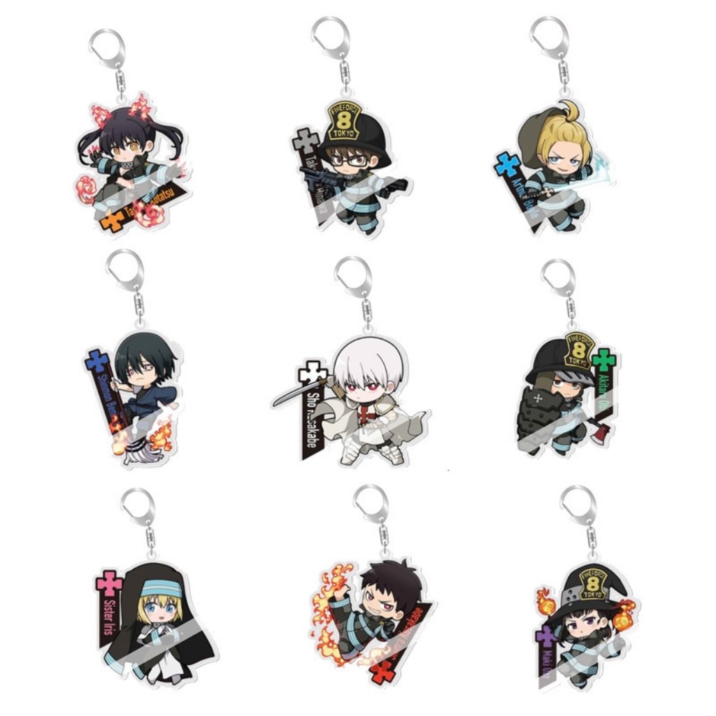 Gantungan Kunci Karakter Fire Force Akrilik Bening Transparan Keychain Hadiah Anime Kawai Kado Figur