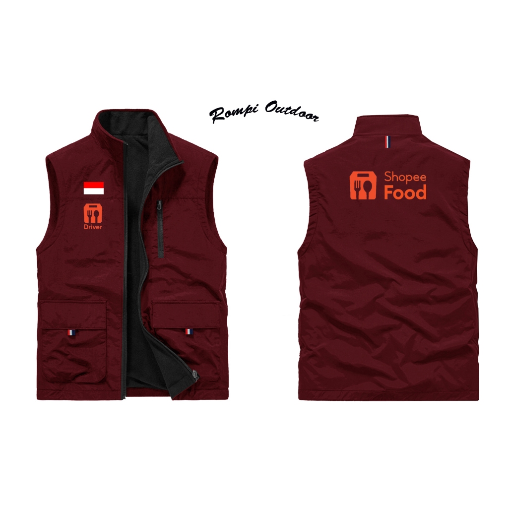 Rompi Kasual Shopee Food | Rompi Ojol Shopee Food Custom | Vest Driver Shopee | Rompi Outdoor | Romp