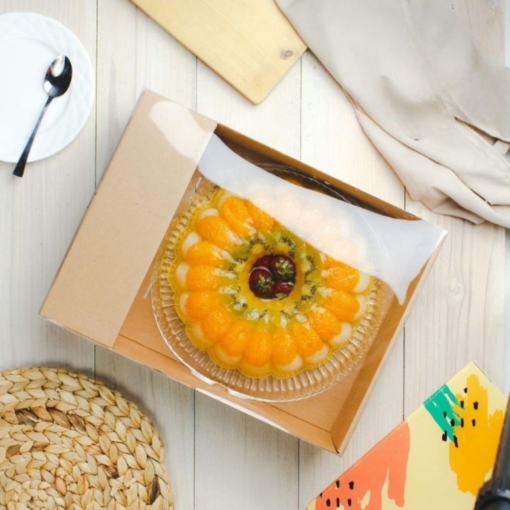 

BOX PUDDING - Box puding tutup mika sekat botol dus packaging kotak nasi catering 33x25x10 cm