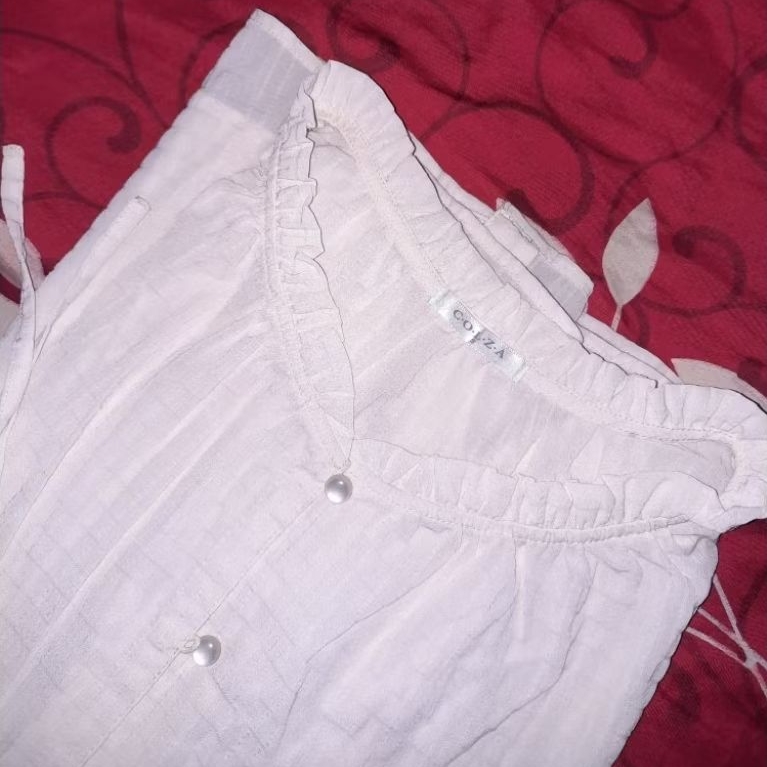 [Preloved] blouse tunik broken white lengan 3/4