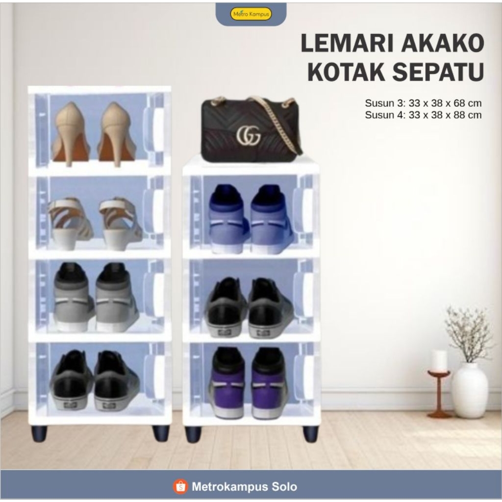 [AKAKO] LEMARI KOTAK SEPATU AKAKO SUSUN 3,4 / KOTAK SEPATU TRANSPARAN BAHAN PLASTIK - TEMPAT PENYIMP