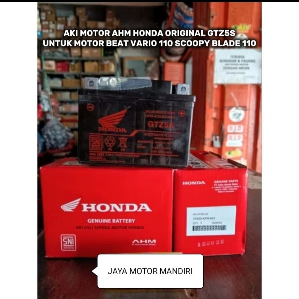 ORIGINAL AKI ACCU BATTERY AHM HONDA ORIGINAL GTZ5S MOTOR BEAT VARIO 110 SCOOPY BLADE 110