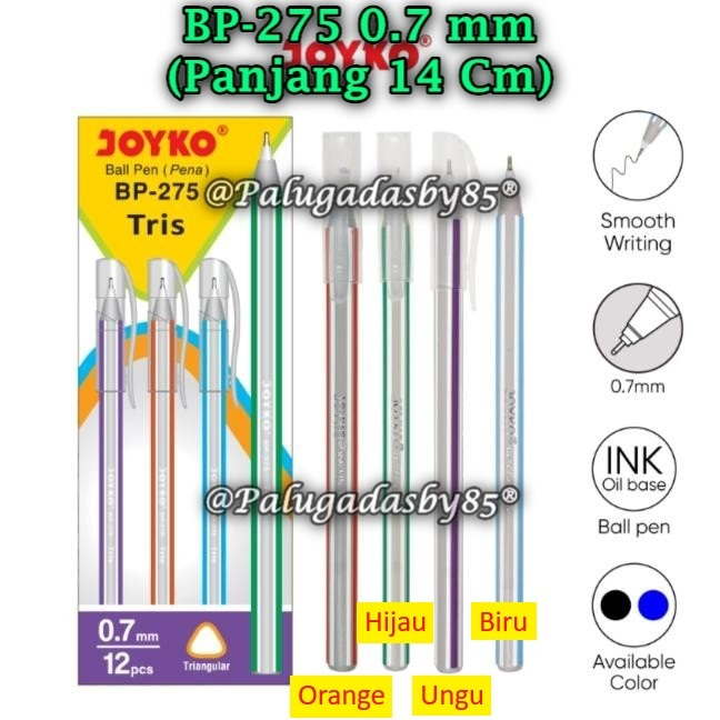 

(1 Biji) GROSIR Bolpen JOYKO BP-275 Tris 0.7 mm / Ball Pen Pulpen Pena Joyko BP-275 Tris (1 Biji)