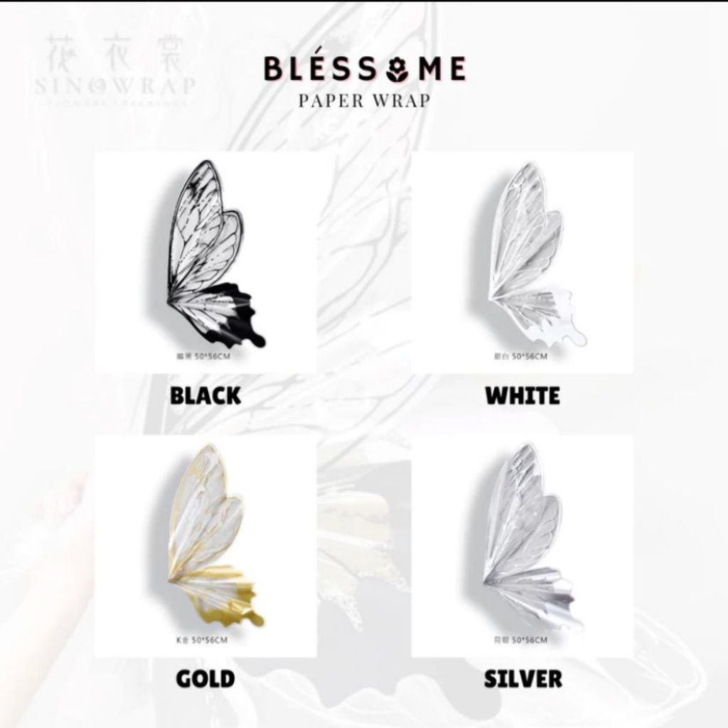 

[1 set 4 lembar] cellophane kertas buket kupukupu