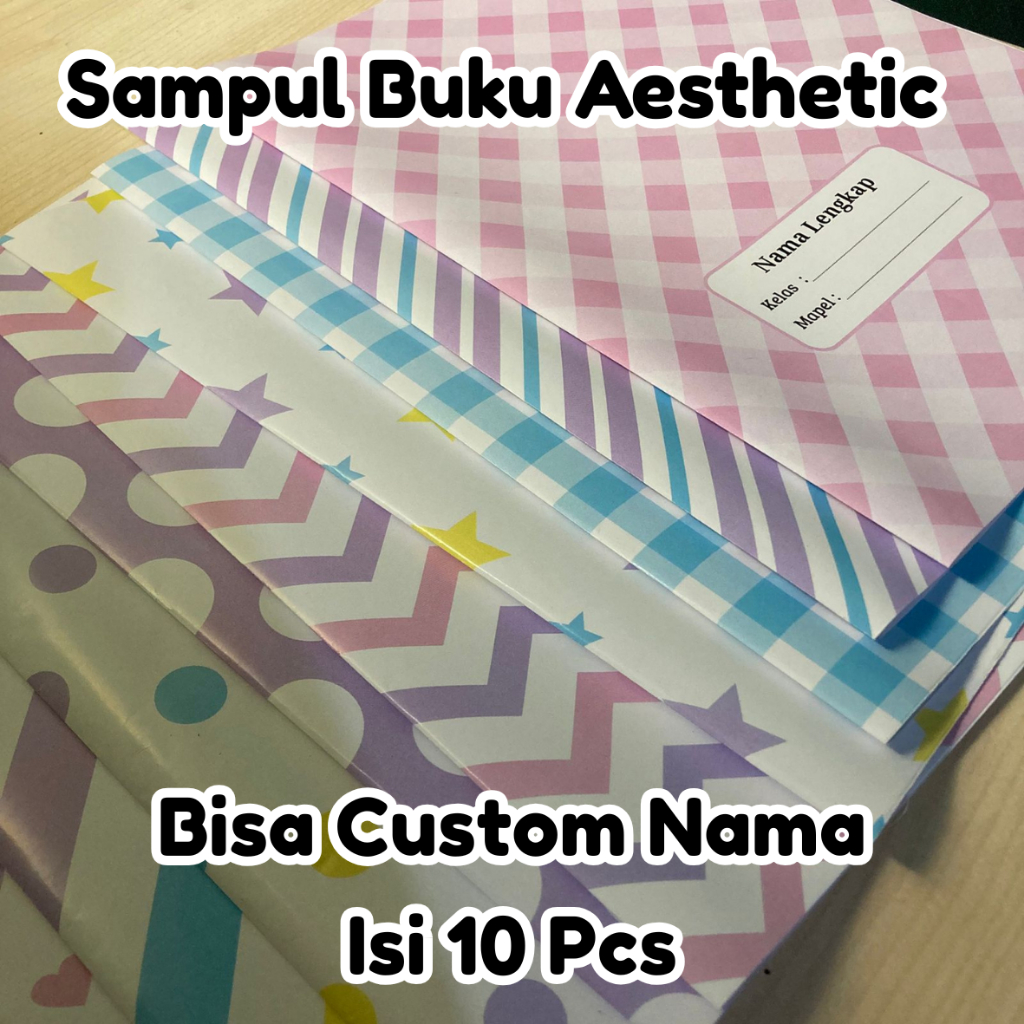 

Sampul Buku Estetik Custom Nama Isi 10 Pcs