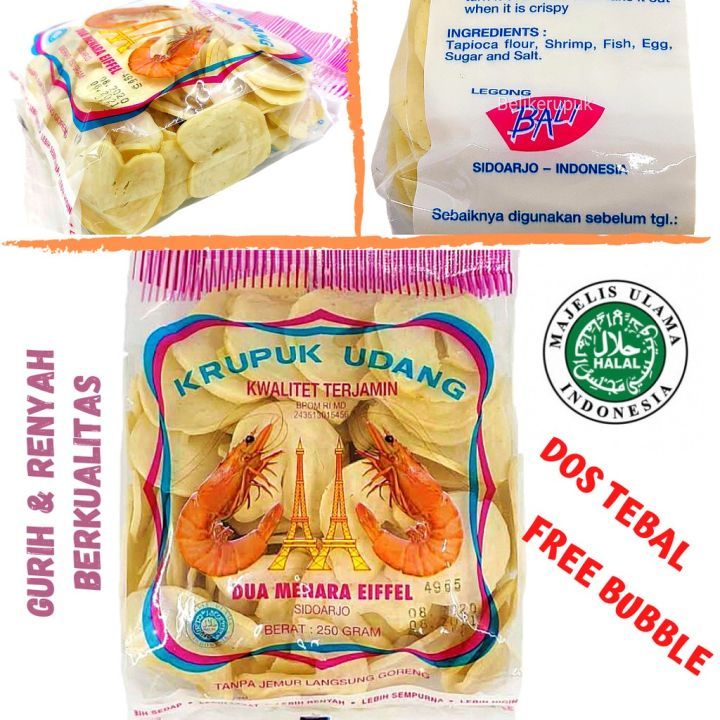

1 KG KERUPUK UDANG SUPER DUA MENARA EIFFEL KUALITAS EKSPOR UKURAN MENTOR MEDE 250g Krupuk Udang Mentah