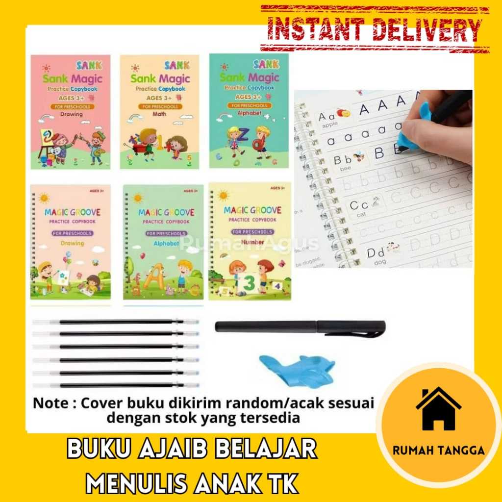 

JIUCHON Buku Sank Magic Practice Book 1 Set Isi 4 Buku dn Pulpen Sank Magic Anak Bisa HIlang Sendiri