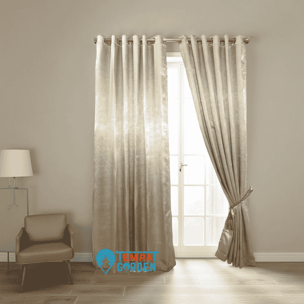 [ COD ] Gorden Embos, Gorden Jendela, Gorden Pintu, Gorden Polos Motif Serat Salur Coklat Susu