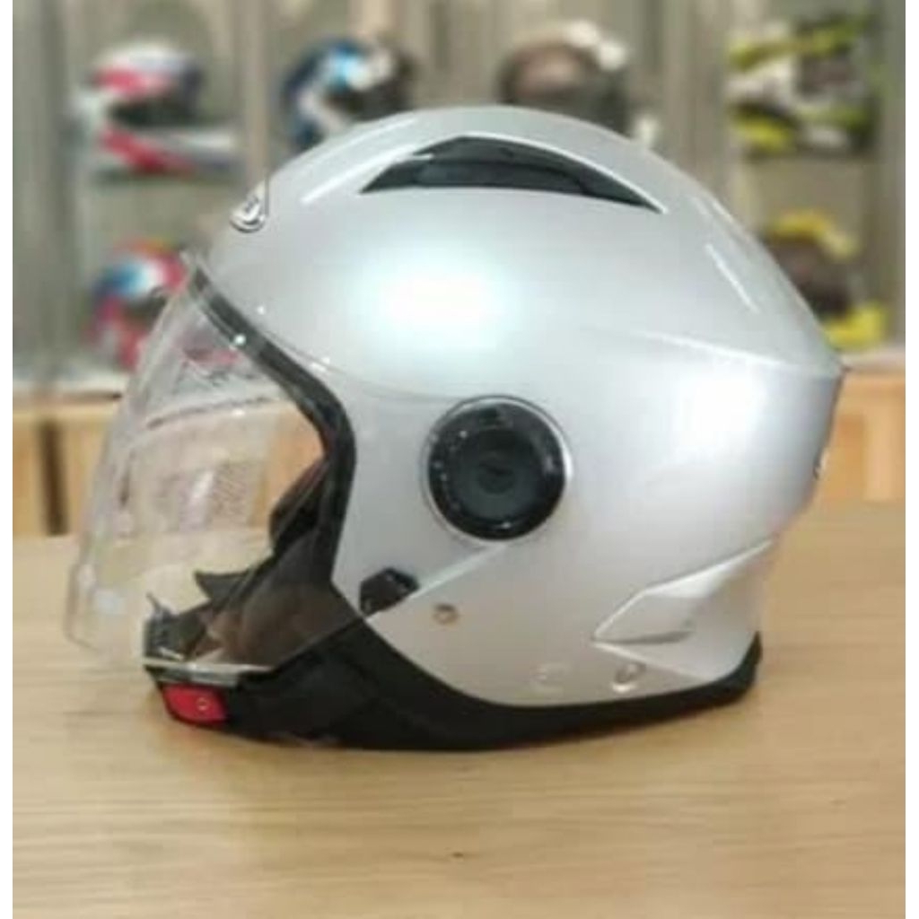 HELM ZEUS 617 SILVER SOLID RETRO CLASSIC VESPA HARLEY VISOR ORIGINAL