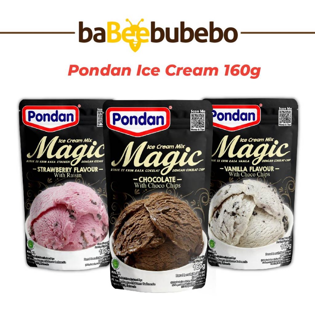 

Pondan Magic Ice Cream Mix 160g Es Krim Cokelat/Vanila/Strawberry