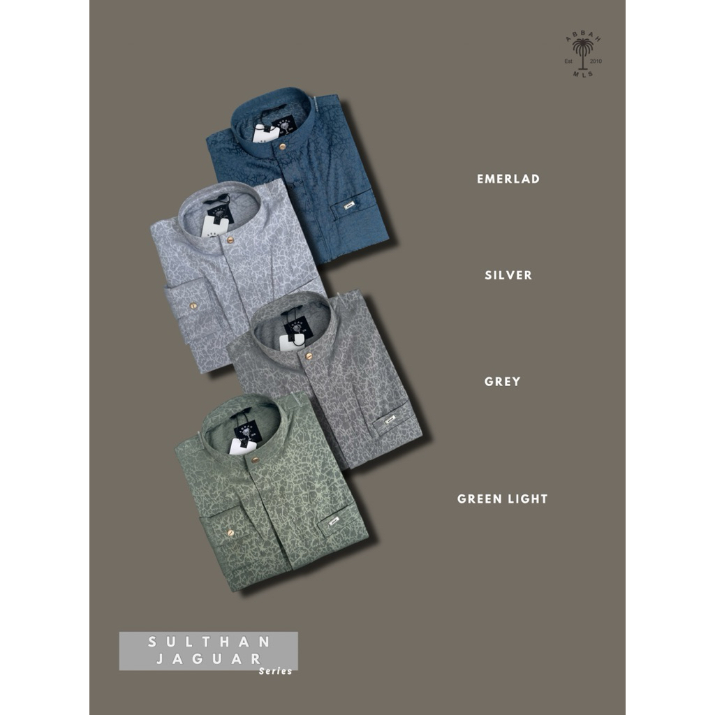 Sulthan Jaguar GREY | ABBAH MOSLEM Kemeja Koko Casual Basic Motif
