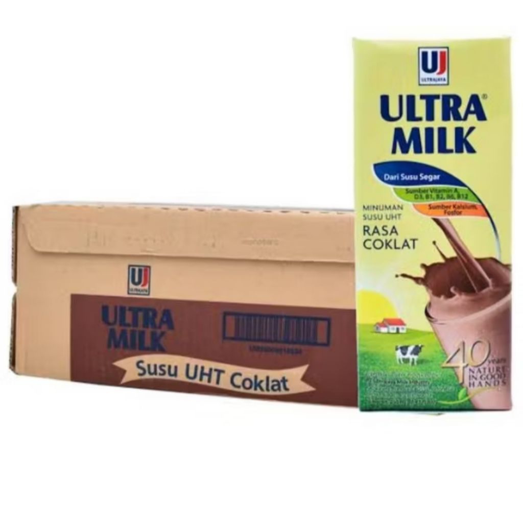 

susu ultra milk rasa coklat 1 dus isi 24 200ml