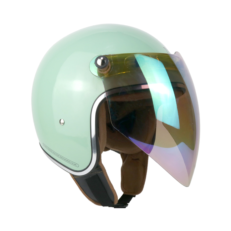 Helm Half Face Retro Solid Polos SNI Hijau Tosca