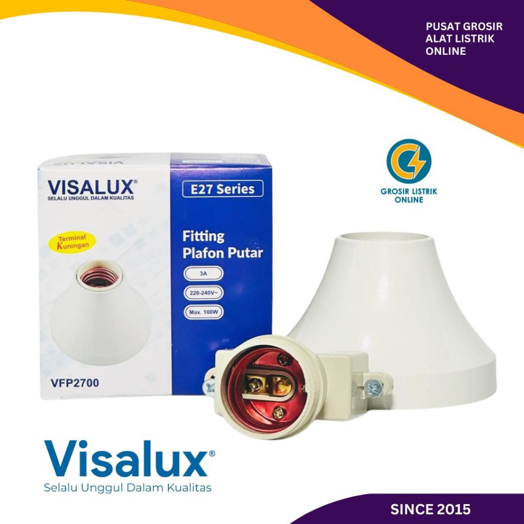 FITTING LAMPU PVC PLAFON VISALUX VFP2700 VFP 2700 BULAT 3 INCH 3IN 3" MINIMALIS SNI MURAH